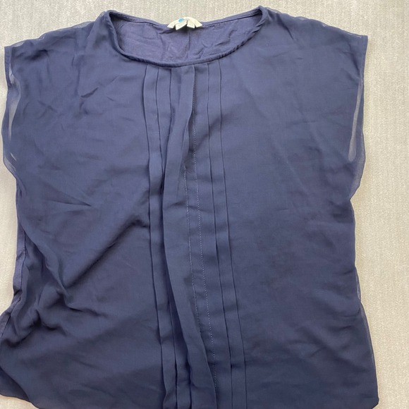 Boden Tops - Boden Navy Blue Pleated Front Sleeveless Blouse Top US 12 UK 16 Cotton Modal